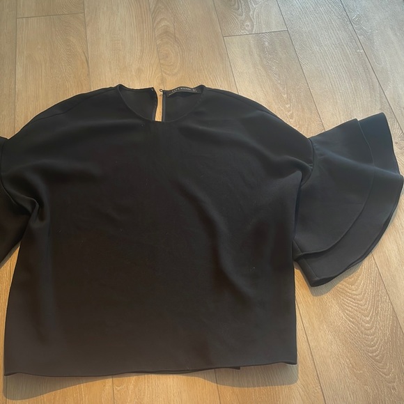 Zara black blouse with ruffle sleeve, size M - Picture 1 of 3